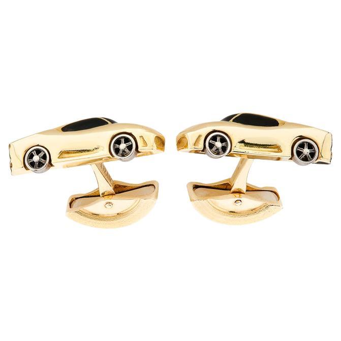 Deakin & Francis 18ct Yellow Gold Sports Car Cufflinks For Sale