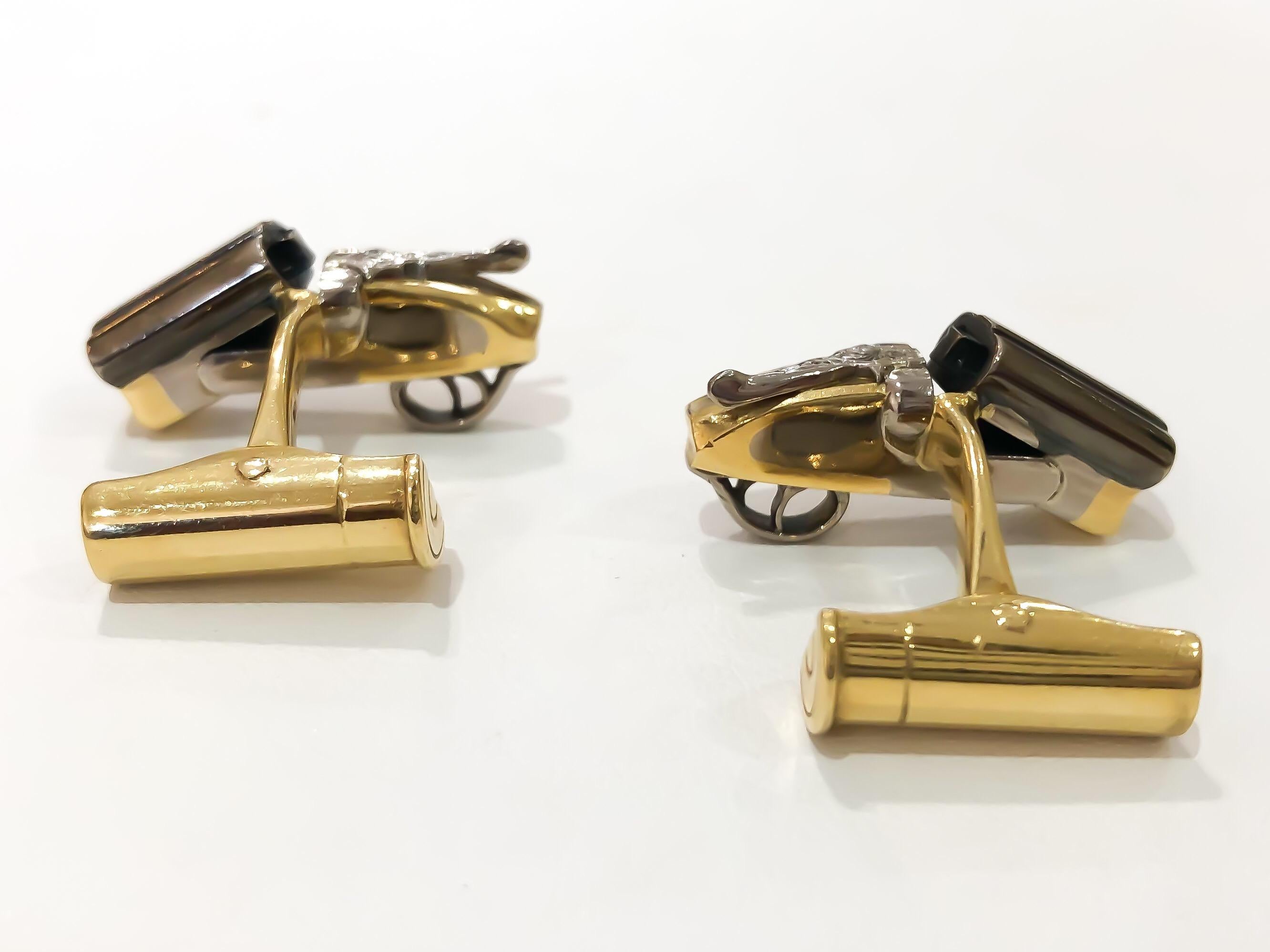 Men's Deakin & Francis 18 Karat Gold Shotgun Cufflinks Barrel Cartridge