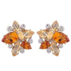 Deakin & Francis 18k White Gold Light and Dark Citrine Earrings with Diamonds