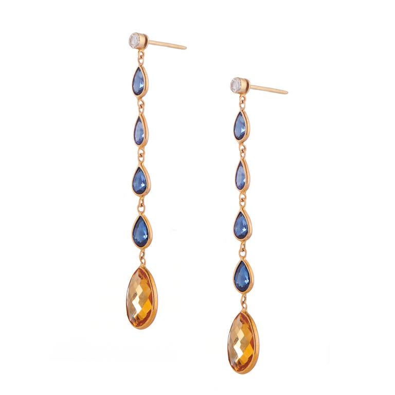 DEAKIN & FRANCIS, Piccadilly Arcade, London

Add a touch of elegance to any outfit with these beautiful 18ct yellow gold diamond, sapphire and citrine drop earrings. These stunning earrings are the perfect gift, or a treat for yourself. The simple