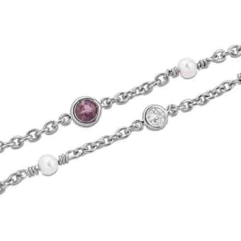 DEAKIN & FRANCIS, Piccadilly Arcade, London

This beautifully dainty and elegant necklace comprises of 6 pink tourmalines, 6 white diamonds and 12 cultured pearls. Made from the finest 18kt white gold this necklace is perfect for all occasions! Day