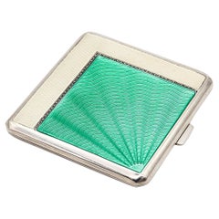DEAKIN & FRANCIS 1935 Caja de esmalte verde guilloché de Birmingham en plata de ley 925