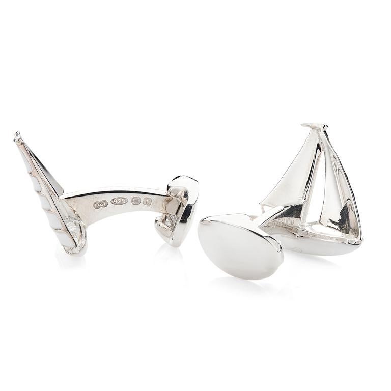 Deakin & Francis 1st Dibs Exclusive Sterling Silver White Enamel Yacht Cufflinks In New Condition For Sale In Birmingham, West Midlands