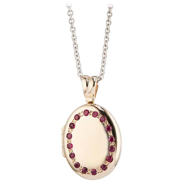 Deakin and Francis 9 Karat Yellow Gold Ruby Set Locket For Sale at ...