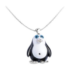 Ciondolo a forma di pinguino in argento con smalto di Deakin & Francis
