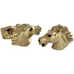 Deakin & Francis Gold-Plated Horse Head Cufflinks