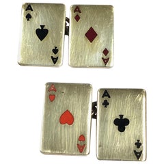 Gemelli da polso Deakin & Francis con carte da gioco lavate in oro
