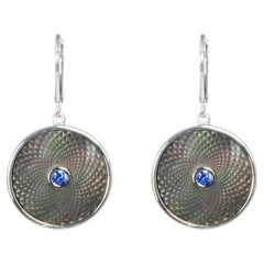 Deakin & Francis Grey Mother-of-Pearl Dreamcatcher Earrings with Blue Sapphire