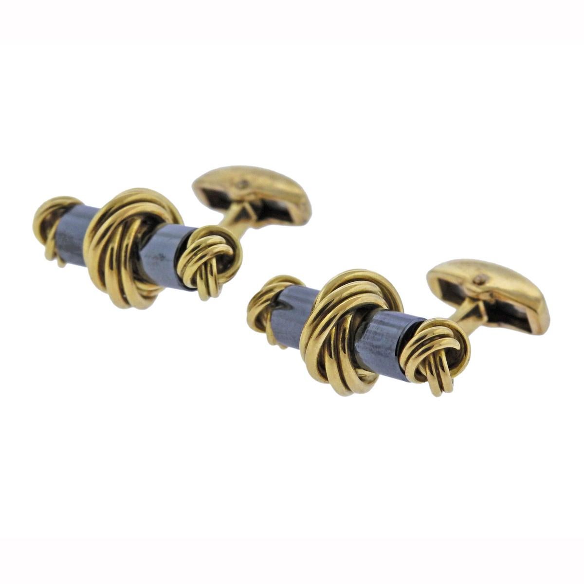 Deakin & Francis Hematite Gold Cufflinks For Sale