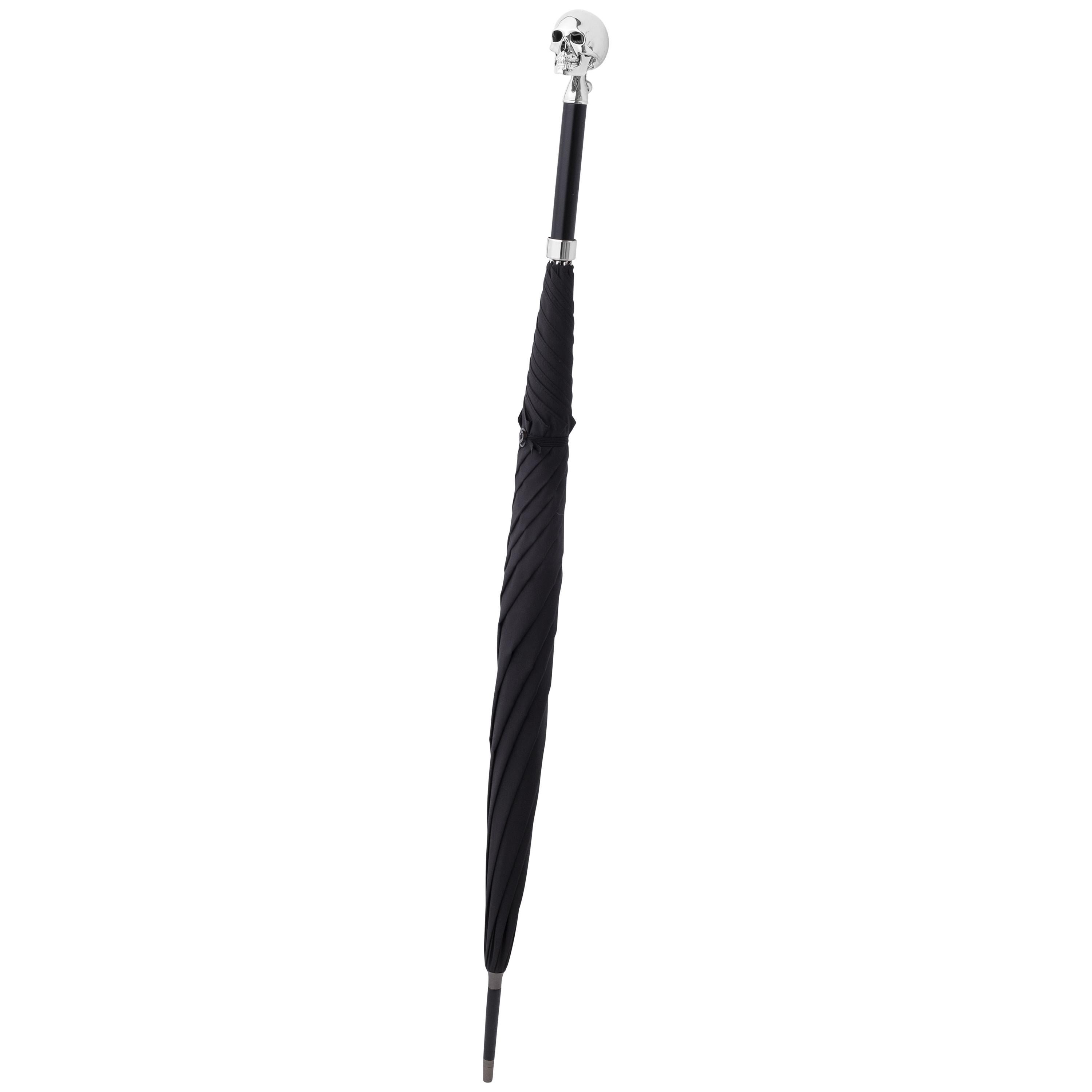 Deakin & Francis Large Black Umbrella with Skull Head Handle (parapluie noir avec poignée en forme de tête de mort) en vente