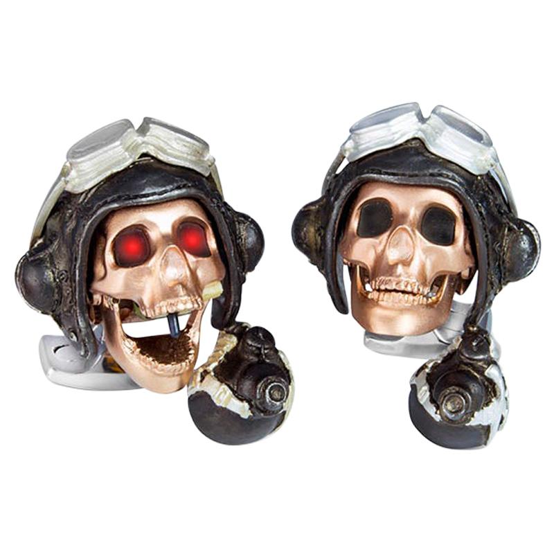 Deakin & Francis Limited Edition LED Pilot Skull Cufflinks For Sale