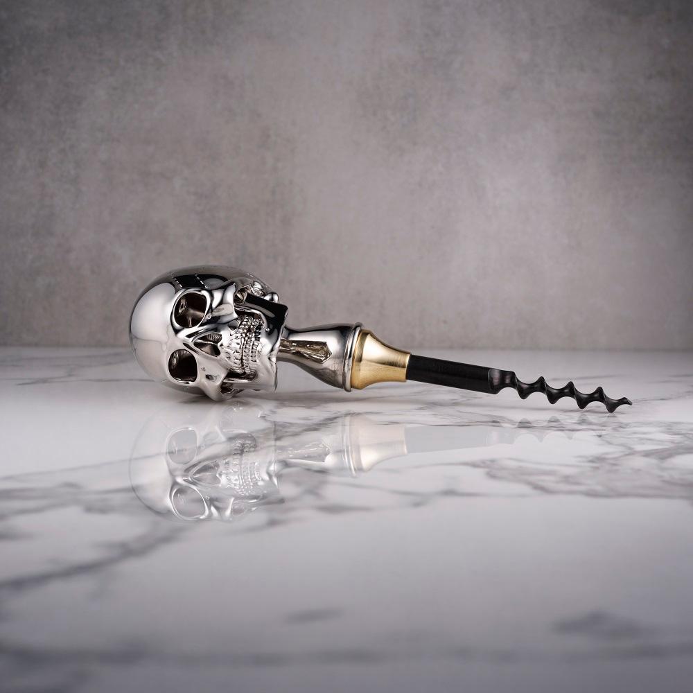 Contemporary Deakin & Francis Luxury Skull Corkscrew in Silver Finish