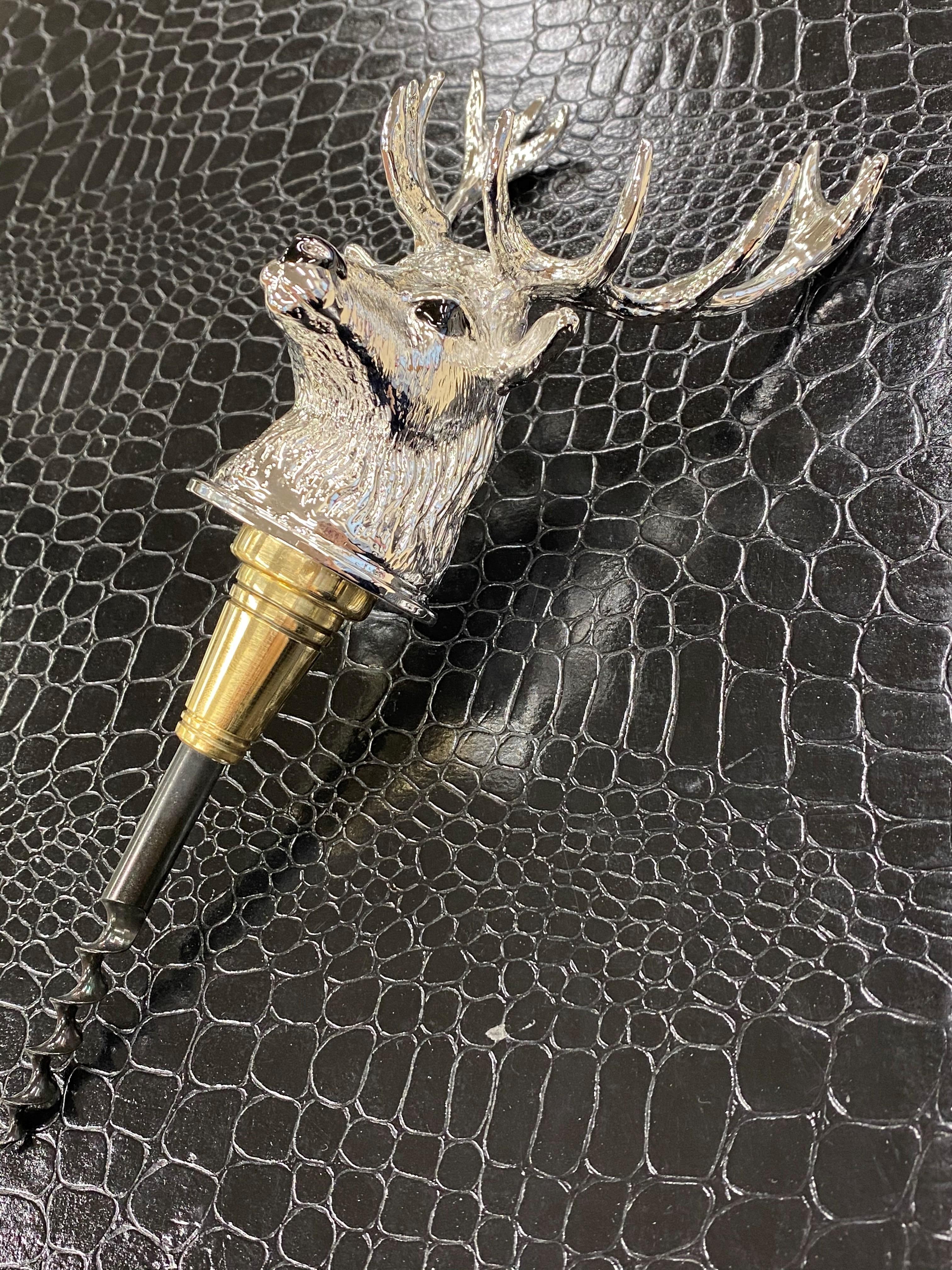Contemporary Deakin & Francis Luxury Stag Head Corkscrew in Silver Finish