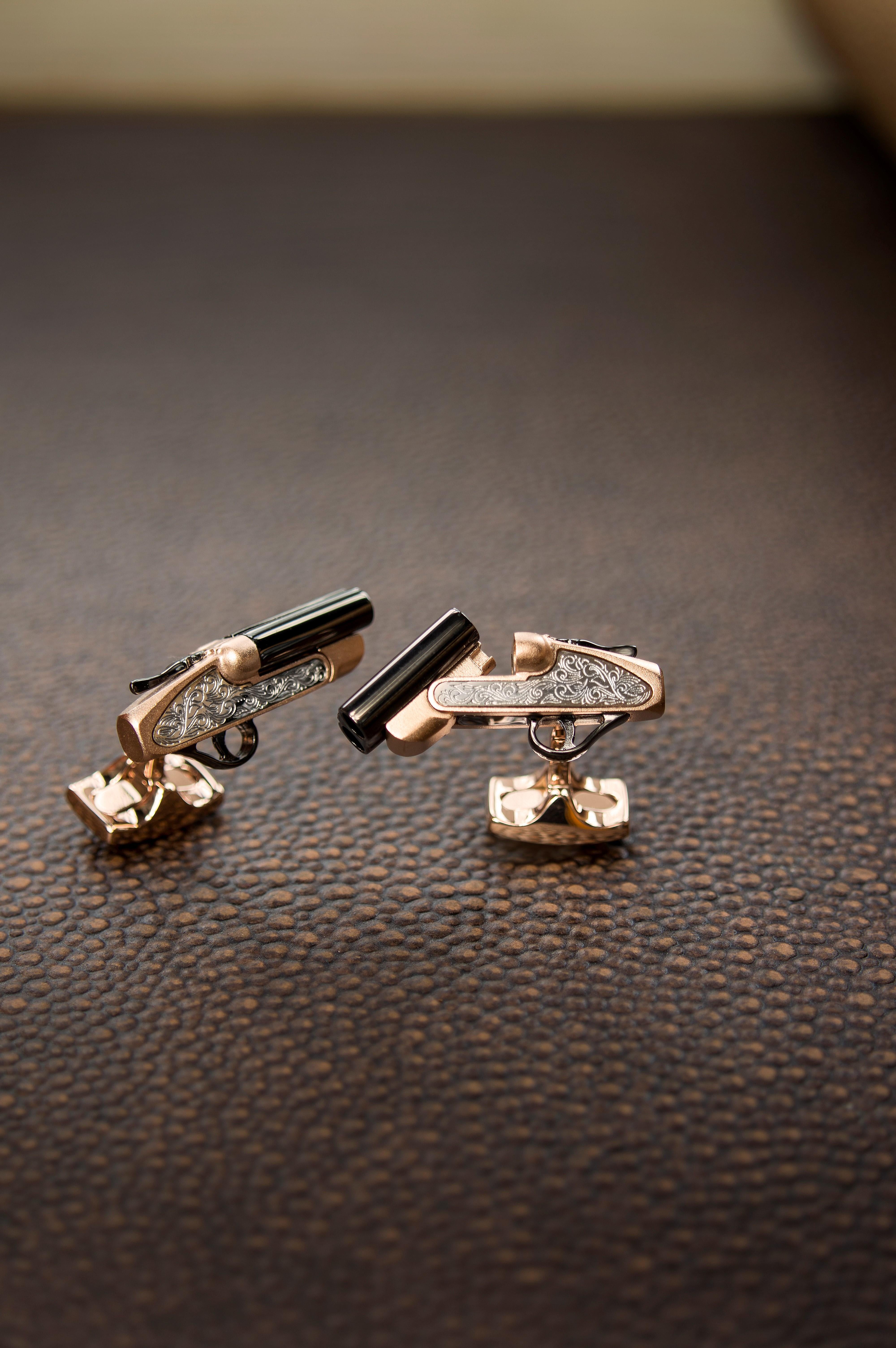 DEAKIN & FRANCIS, Piccadilly Arcade, London

As featured in Country Life Magazine - you will be right on target with these quintessentially English, 12 bore shotgun cufflinks!

With detailed side lock engraving, you can even spring the lever and