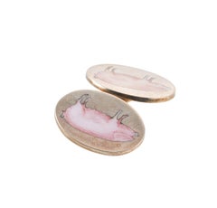 Deakin & Francis, vertrieben von Hancock's Pig Emaille-Manschettenknöpfen in Gold