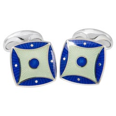 Deakin 
Francis Royal Blue and Silver-Blue Enamel Cufflinks