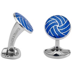 Deakin 
Francis Royal Blue Enamel Silver Cufflinks