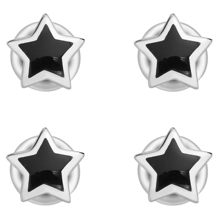 Deakin & Francis Silver and Black Onyx Star Shirt Studs