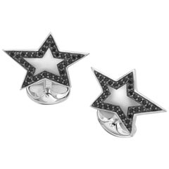 Deakin & Francis Silver and Black Spinel Star Cufflinks