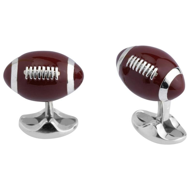 Deakin & Francis Silver Football Cufflinks For Sale