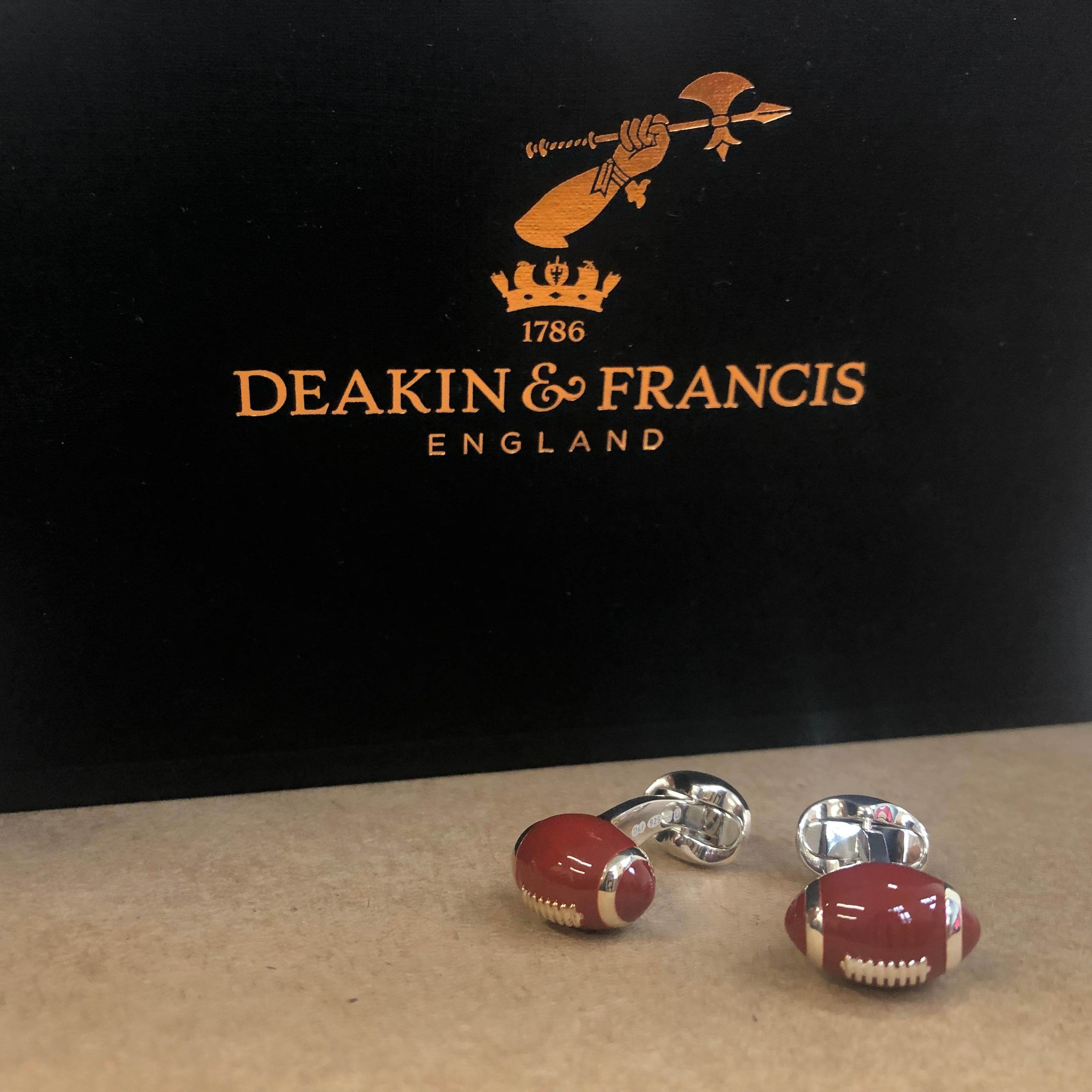 Contemporary Deakin & Francis Sterling Silver American Football Cufflinks For Sale