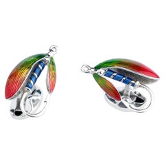 Deakin & Francis Sterling Silver and Enamel Fly Fishing Cufflinks