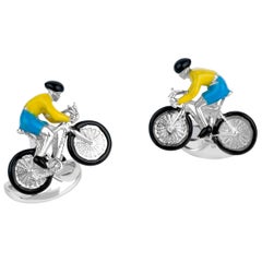 Deakin & Francis Sterling Silver Bike and Rider Cufflinks