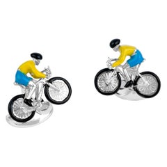 Deakin & Francis Sterling Silver Bike and Rider Cufflinks