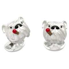 Deakin & Francis Sterling Silver Bulldog with Cigar Cufflinks