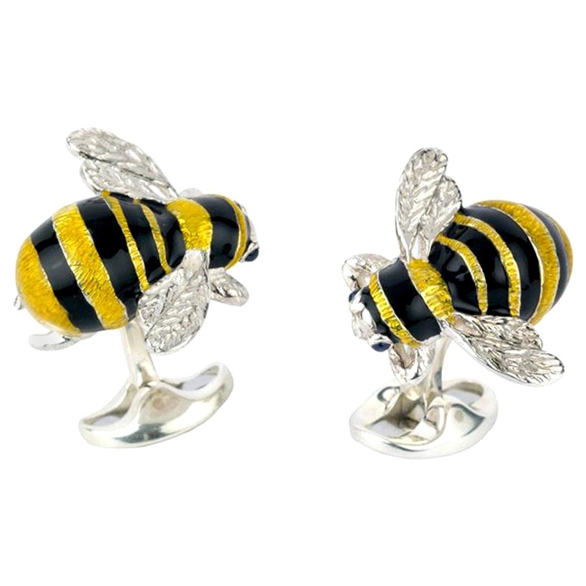 Deakin & Francis Sterling Silver Bumble Bee Cufflinks For Sale