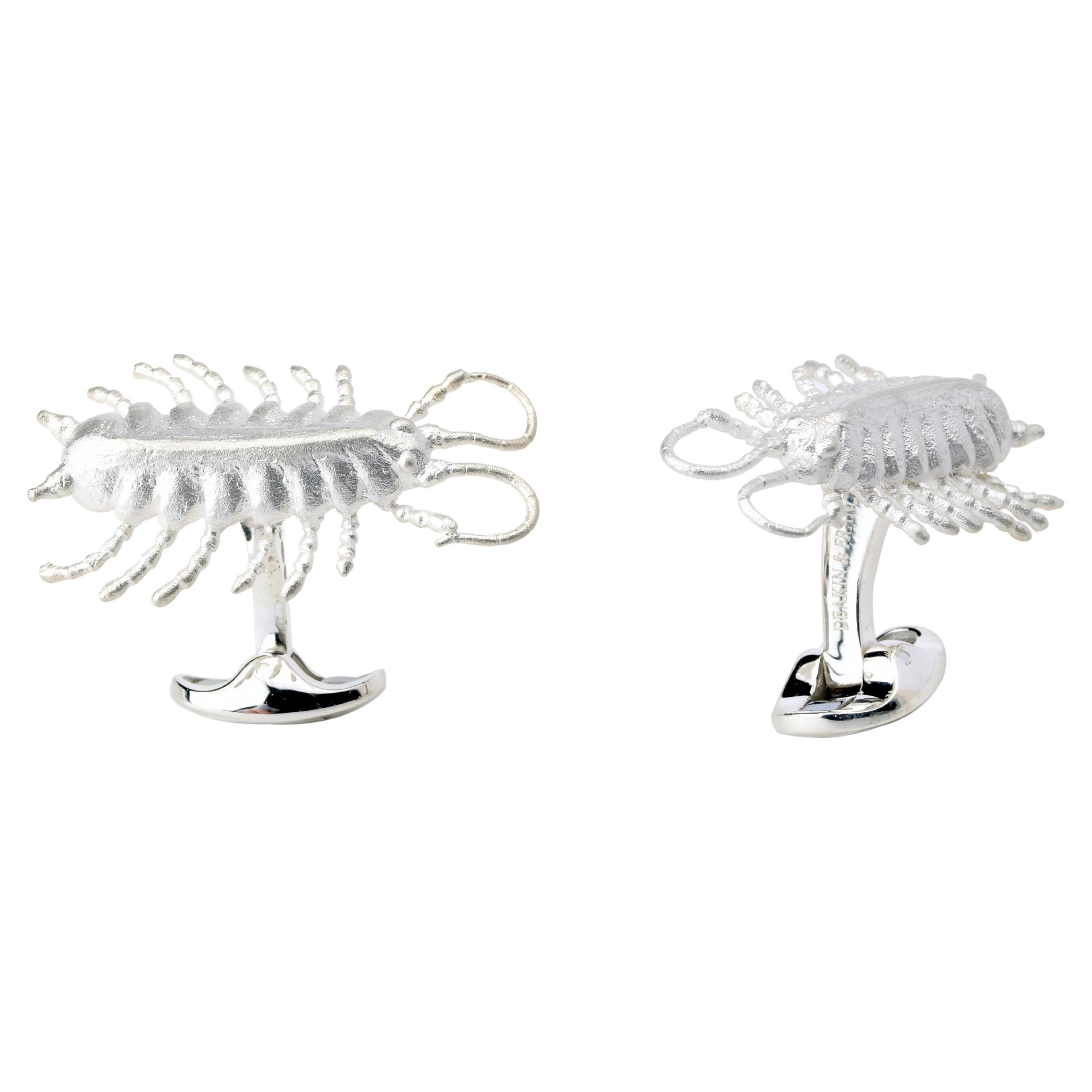 Deakin & Francis Sterling Silver Centipede Cufflinks For Sale