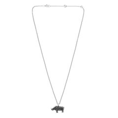 Deakin & Francis Sterling Silver Charging Rhino Pendant and Chain