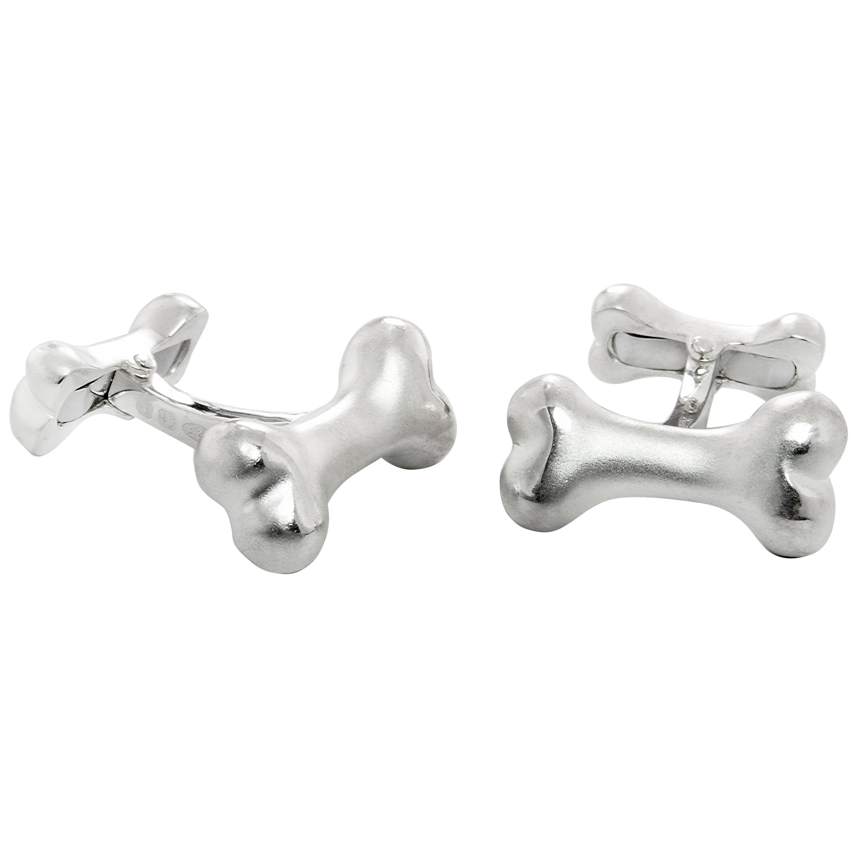 Deakin & Francis Sterling Silver Dog Bone Cufflinks For Sale