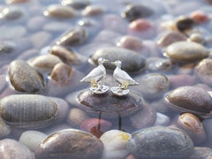 Deakin & Francis Sterling Silver Duck Cufflinks with Sapphire Eyes