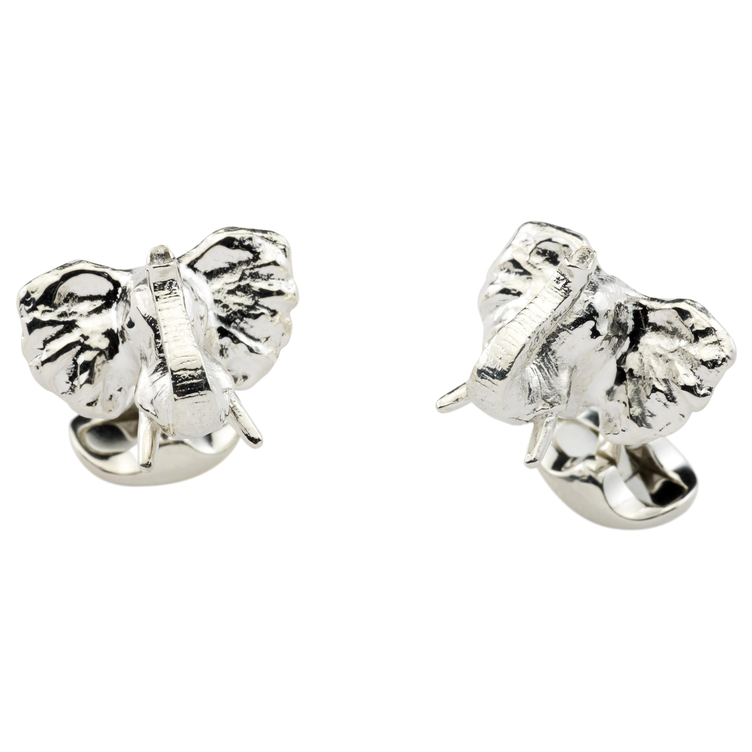 Deakin & Francis Sterling Silver Elephant Cufflinks For Sale