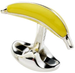 Deakin & Francis Sterling Silver Enamel Banana Cufflinks