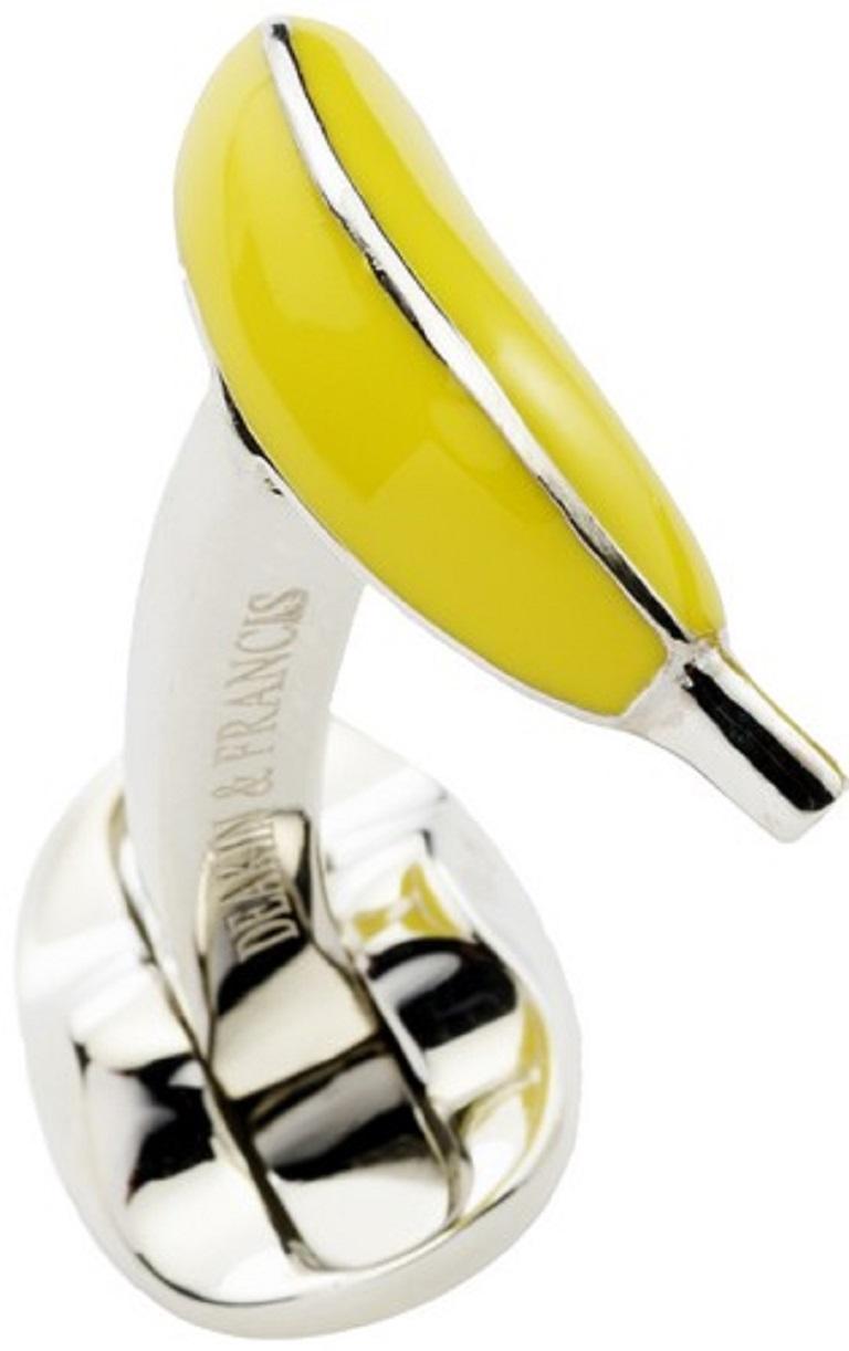 Contemporary Deakin & Francis Sterling Silver Enamel Banana Cufflinks For Sale