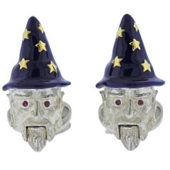 Deakin & Francis Sterling Silver Enamel Wizard Cufflinks
