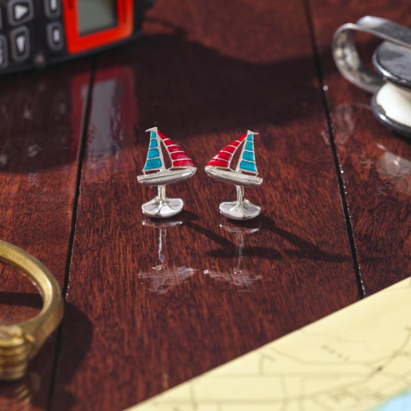 DEAKIN & FRANCIS, Piccadilly Arcade, London

Set sail with these sterling silver yacht cufflinks are enamelled in a vibrant blue and red. With a full set of Deakin & Francis hallmarks for authenticity, they are the perfect present for the man who