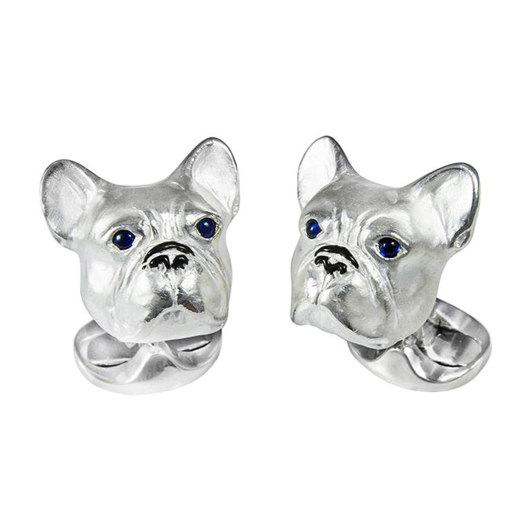 Deakin & Francis Sterling Silver French Bulldog Cufflinks For Sale