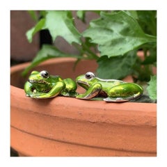 Deakin & Francis Sterling Silver Green Enamel Frog Cufflinks