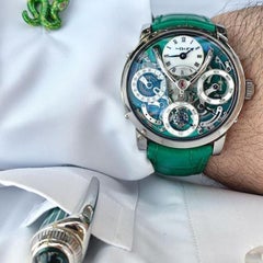 Deakin & Francis Sterling Silver Green Enamel Snake Cufflinks