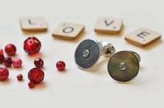 Deakin & Francis Sterling Silver Grey Mother of Pearl Cufflinks with Aquamarine