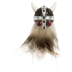 Deakin & Francis Sterling Silver Hairy Viking Lapel Pin