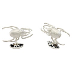 Deakin & Francis Boutons de manchette coquille de scarabe en argent sterling