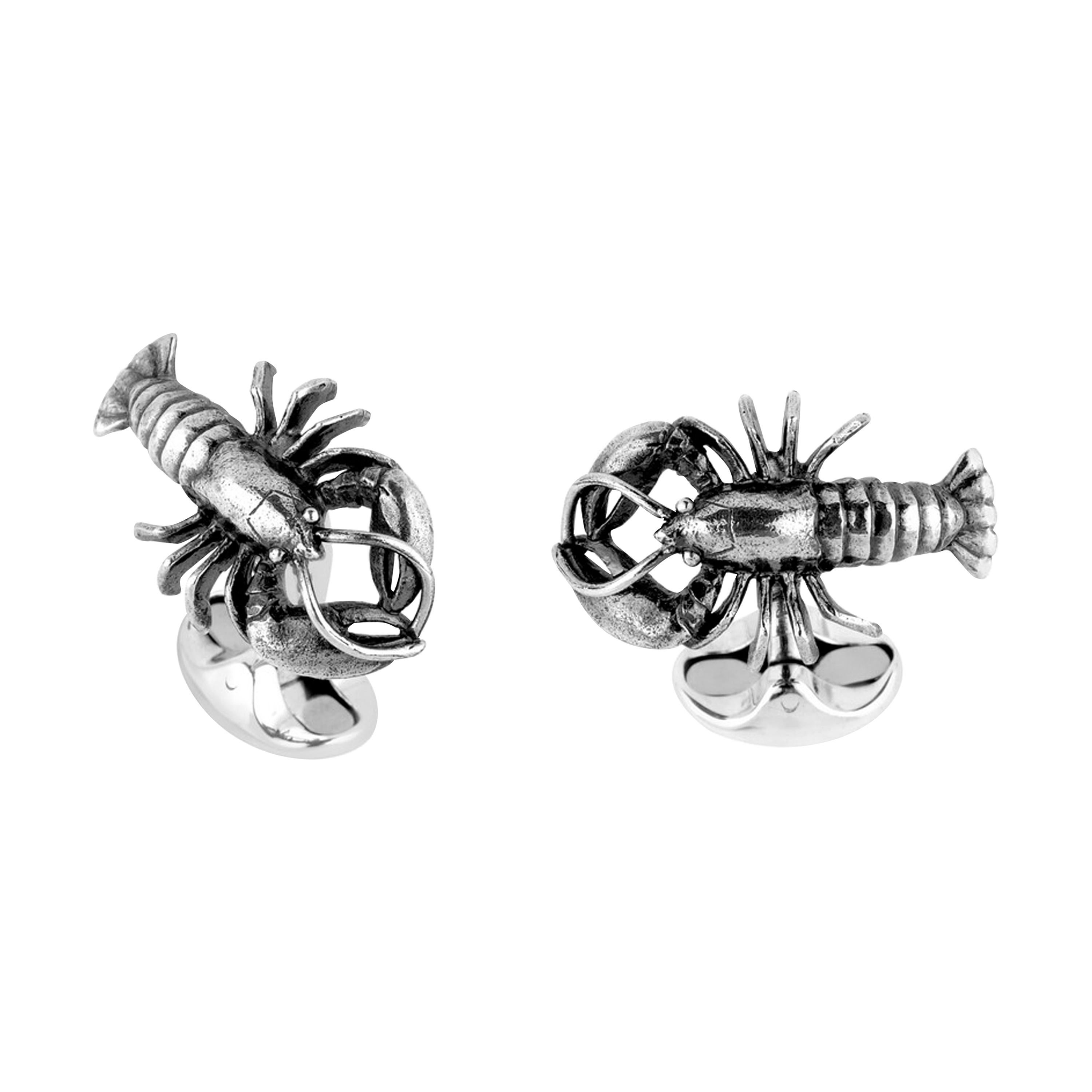 Deakin & Francis Sterling Silver Lobster Cufflinks For Sale