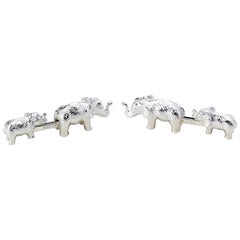 Deakin & Francis Sterling Silver Mother and Baby Elephant Cufflinks