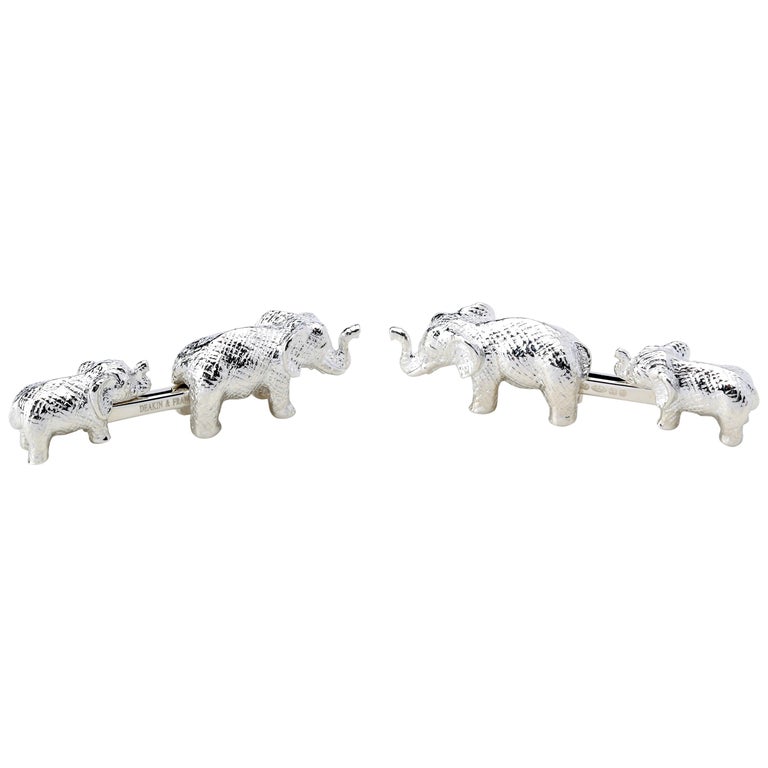 Deakin and Francis Sterling Silver Mother and Baby Elephant Cufflinks ...