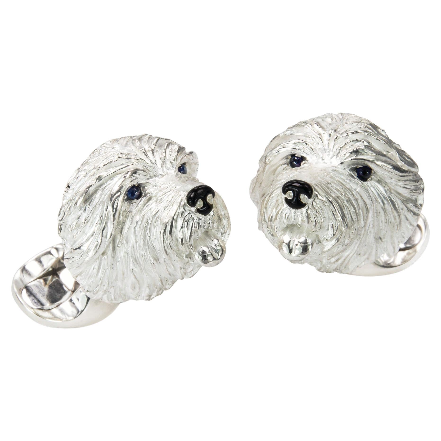 Deakin & Francis Sterling Silver Old English Sheep Dog Cufflinks For Sale