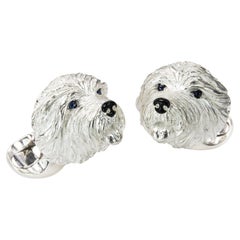 Deakin & Francis Sterling Silver Old English Sheep Dog Cufflinks